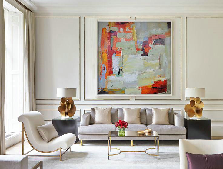 Extra Large Painting,Oversized Contemporary Art,Original Art Acrylic Painting,Red,Orange,Yellow,Green Mint.etc